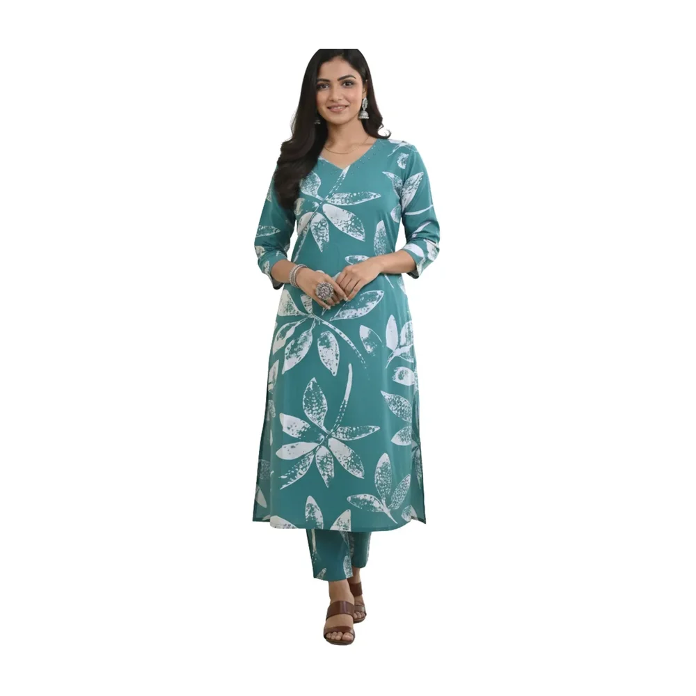 Cotton Jaipuri Print Straight Kurti - Textiles & Apparel by Effortless Fashions