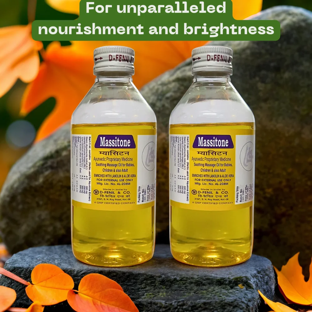 Massitone Ayurvedic Body Massage Oil 800 ml PET Bottle - Beauty & Personal Care by M/S. D-Fenil & Co.