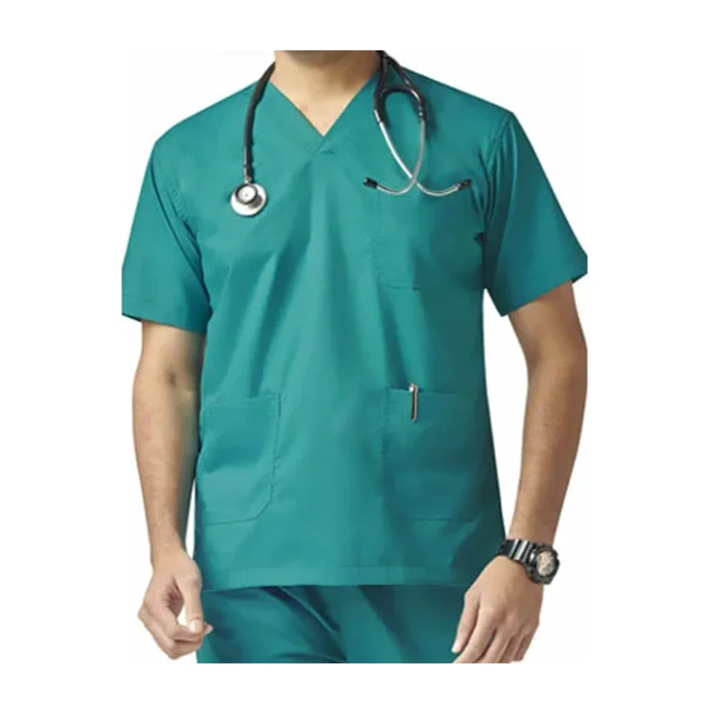 Kifzi Antimicrobial Spandex Men's Scrub Suit Light Green - Textiles & Apparel by Accurate Surgicals
