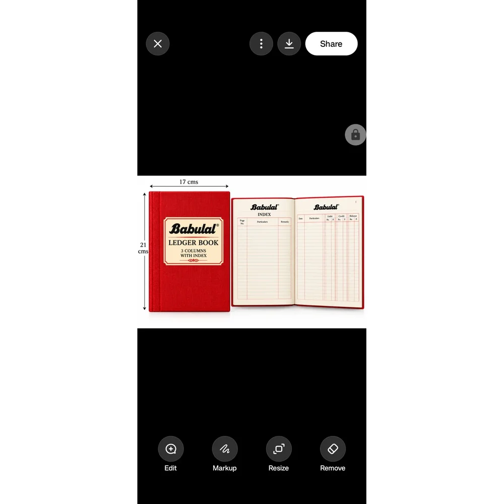 Red Canvas 3-Column Ledger with Index - Paper & Stationery by Babulal Hiralal Sons