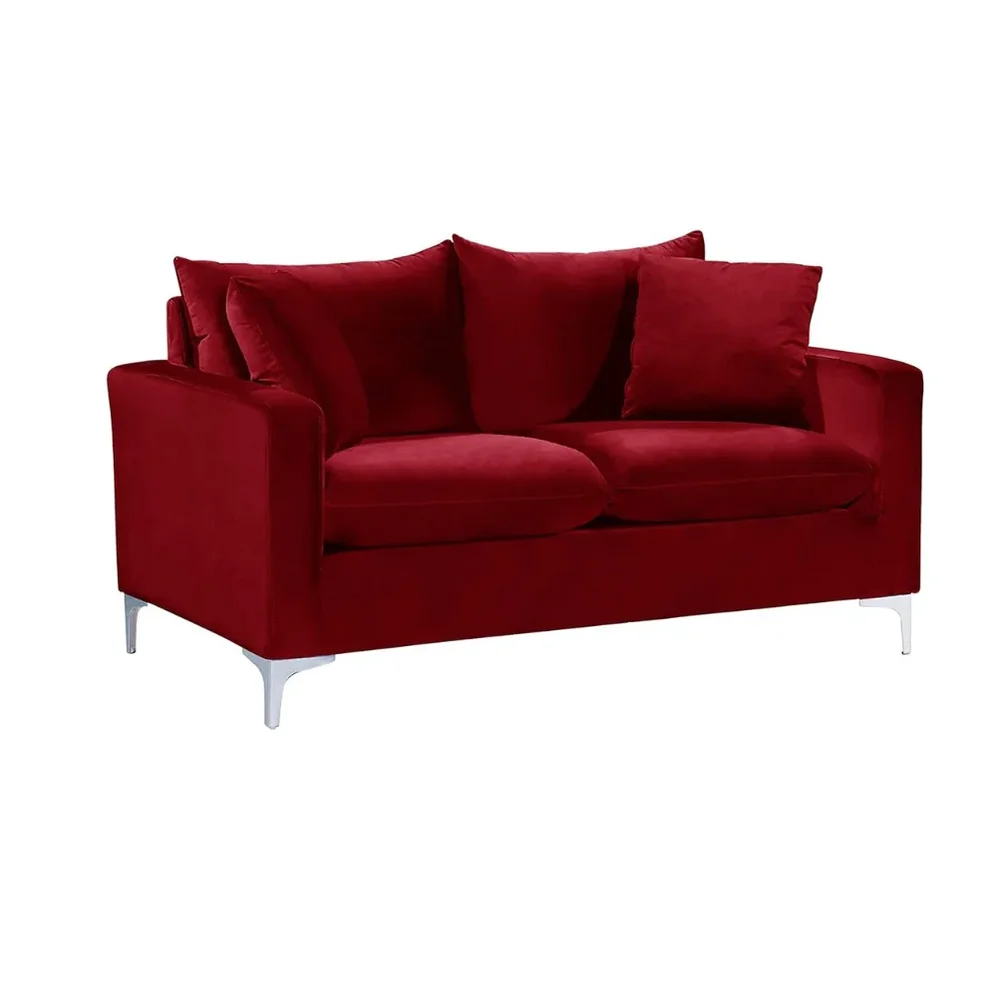 Two Seater Velvet Fabric Sofa with Metal Legs - Furniture & Interiors by Upcycle Furnishing India