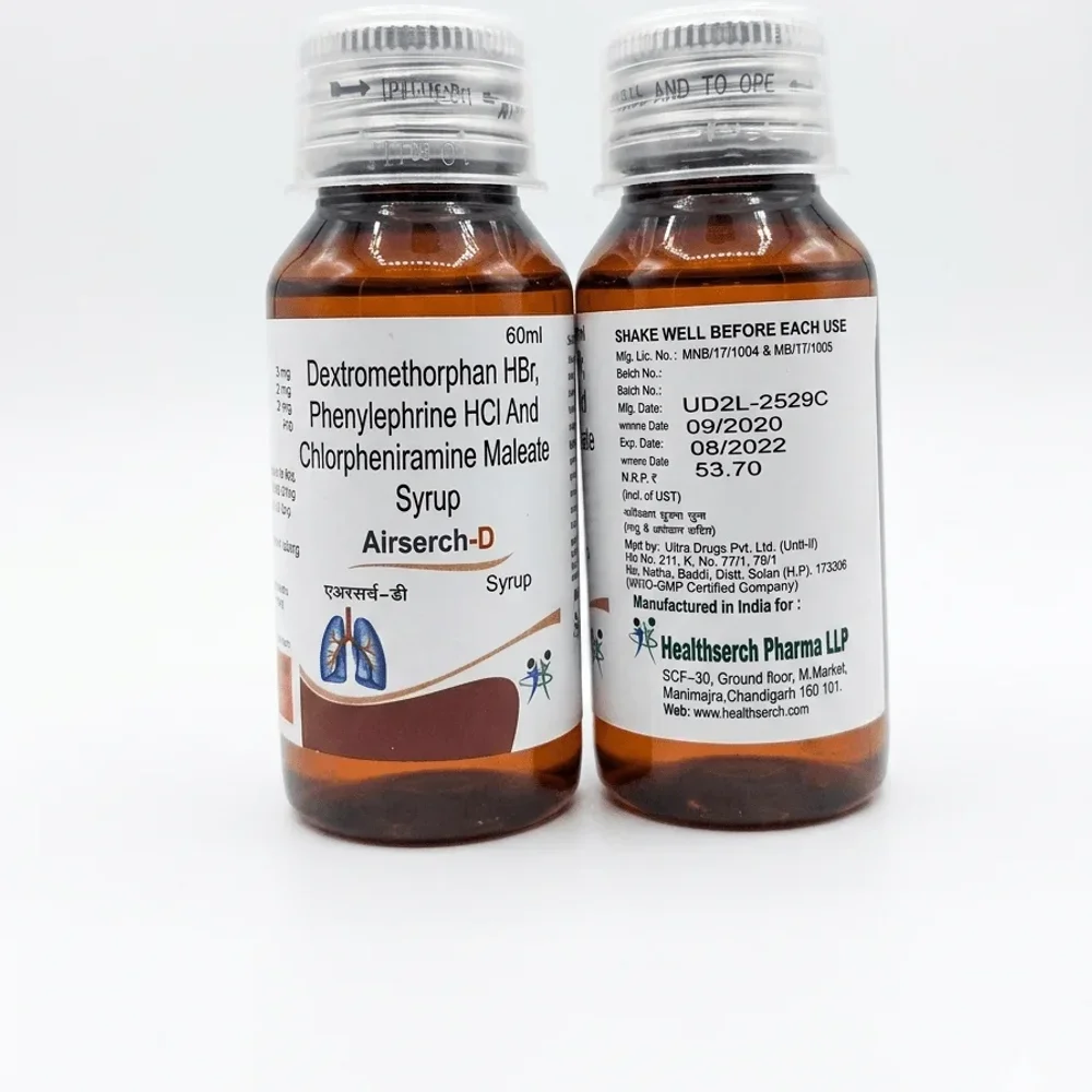 Airserch-D 60ml Cough and Cold Syrup - Healthcare & Medical by Healthserch Pharma LLP