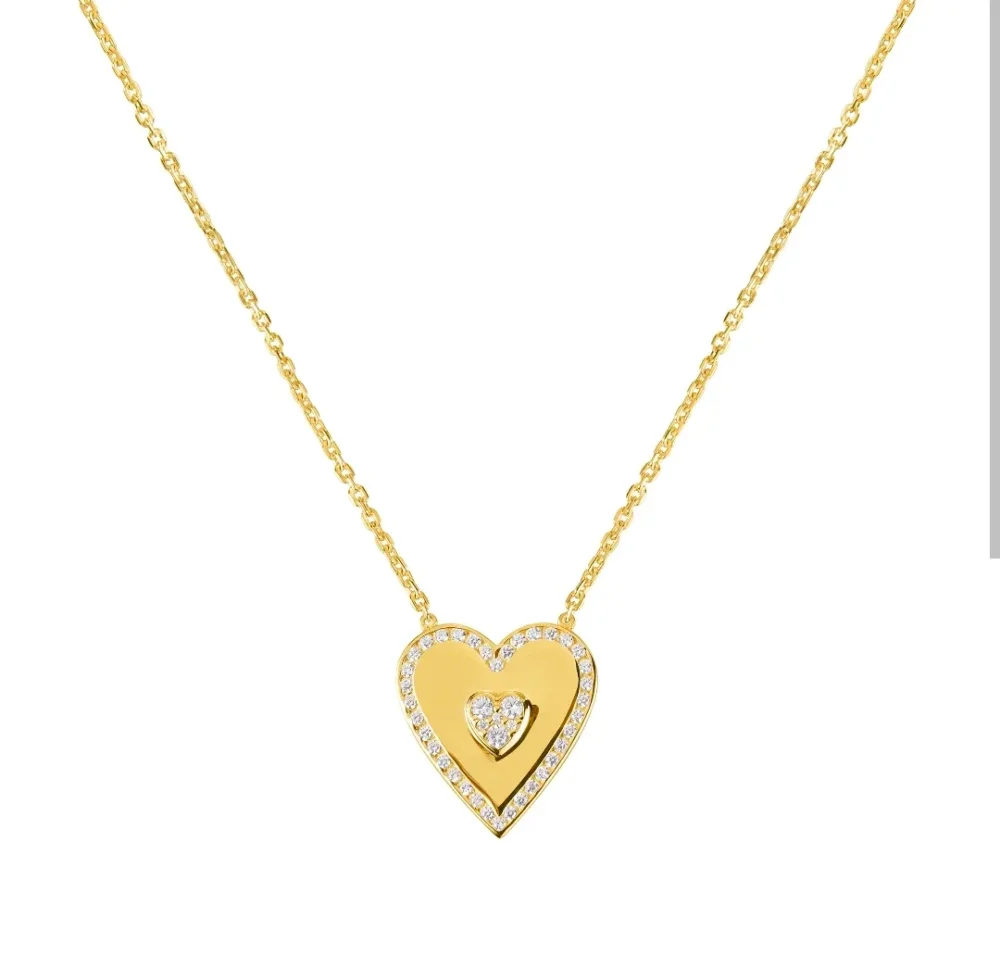 Gold Plated 925 Silver Cubic Zirconia Pendant with Chain - Gems & Jewelry by KK Jewels India