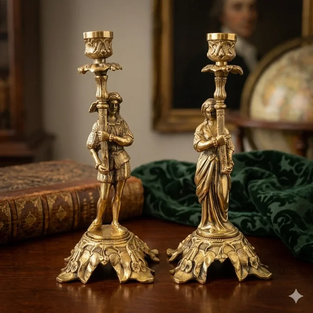 Vintage Brass Candle Holder Pair - Home & Kitchen by Craftsview