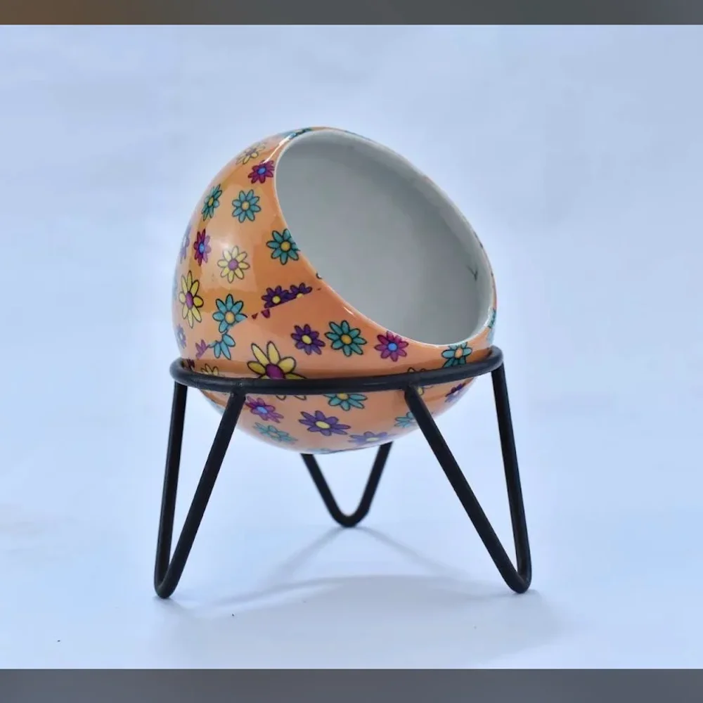Modern Ceramic Egg Planter with Metal Stand - Home & Kitchen by Anand Garden Nursery