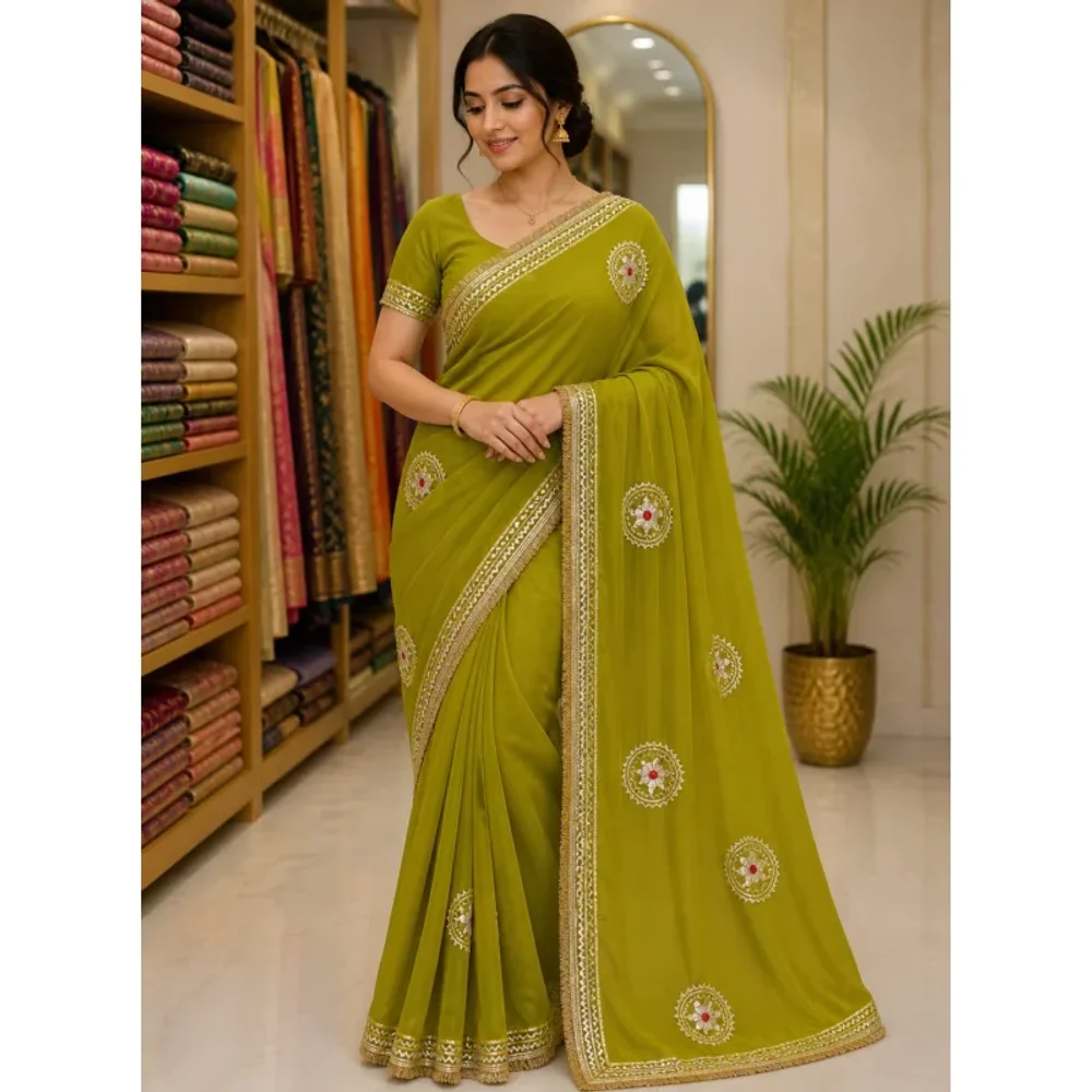 Georgette Saree - Textiles & Apparel by Shree Creation Goods