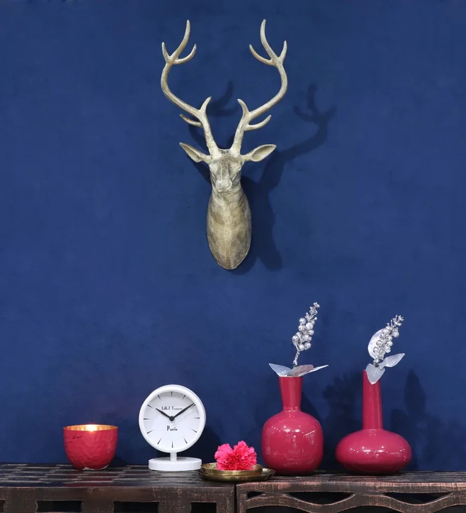 Cocovey Handcrafted Matte Gold Deer Head Wall Sculpture – Elegant Faux Animal Bust - Home & Kitchen by Orobe