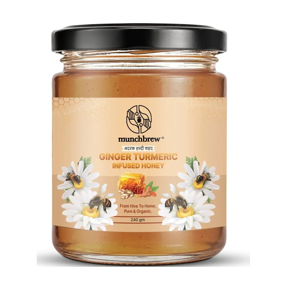 Munchbrew Organic Ginger Turmeric Infused Honey 240g - Food & Agriculture by Innoskape India Pvt. Ltd.