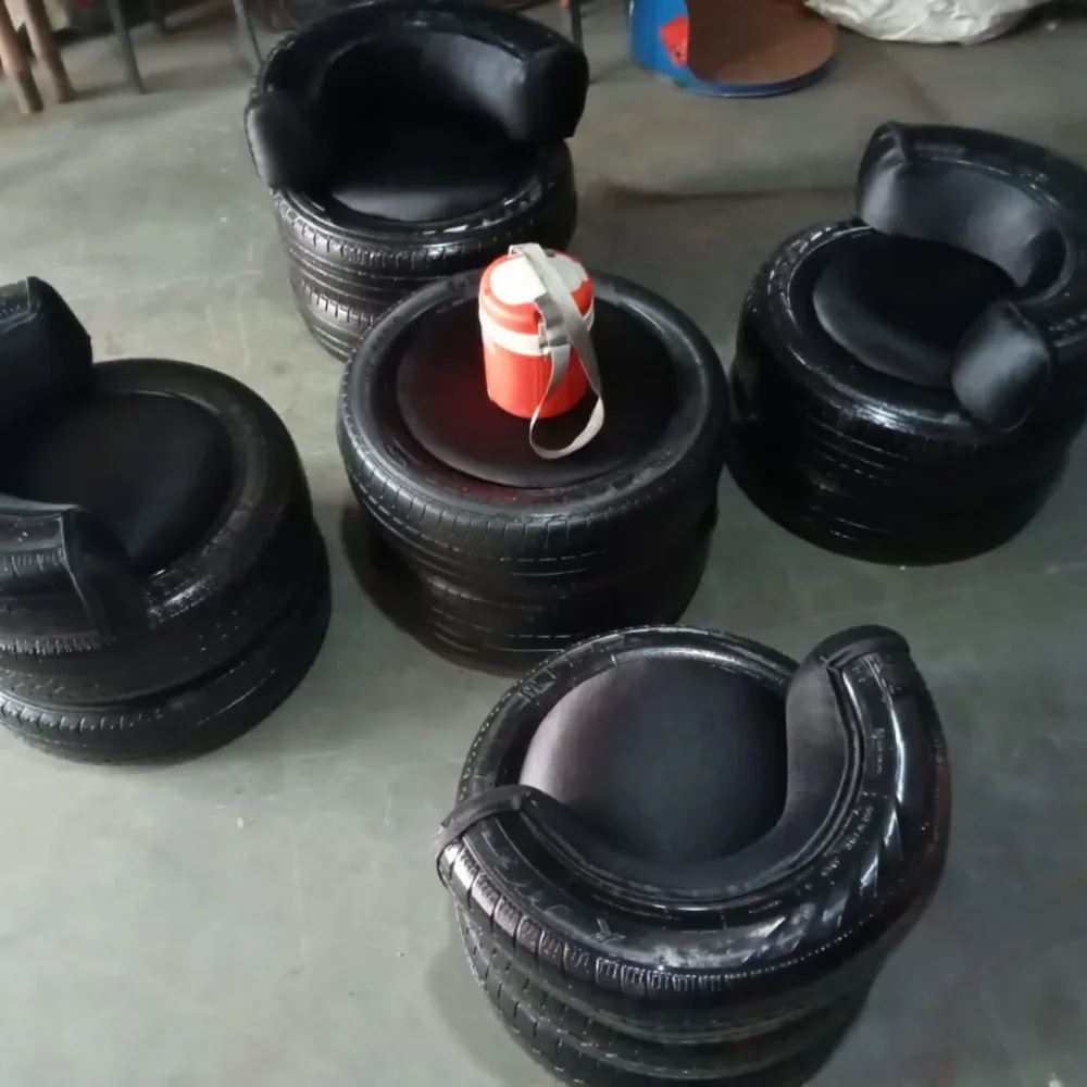 Recycled Tyre 4 Seater Outdoor Furniture Set - Furniture & Interiors by Upcycle Furnishing India
