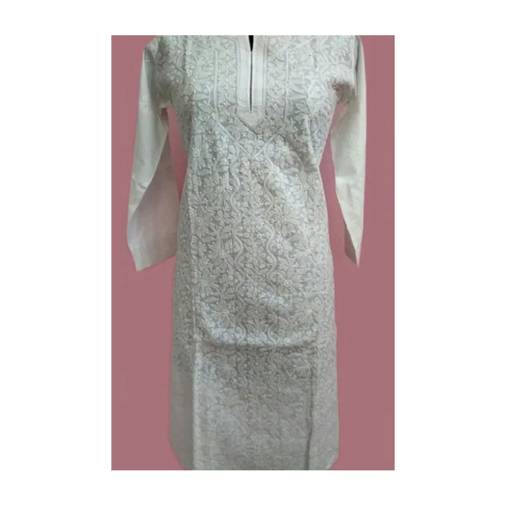 Chikankari Cotton Kurti - Textiles & Apparel by Royal Chikan Palace