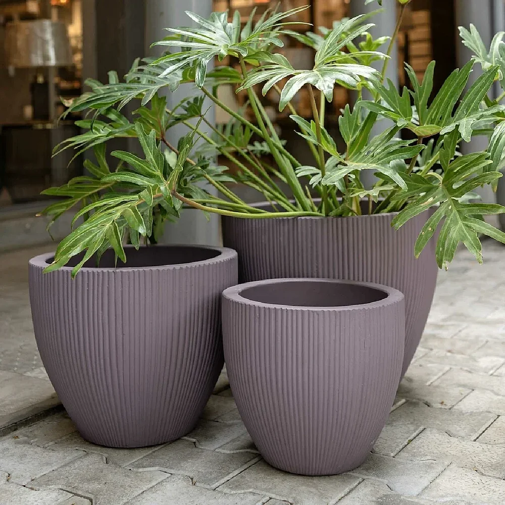 Lavender Fibre Cement Plant Pot - Construction & Building Materials by Wooden Owl Design Pvt. Ltd.
