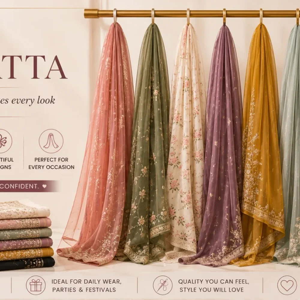 Soft Fabric Duppatta for Daily Wear - Textiles & Apparel by Lubna Boutique