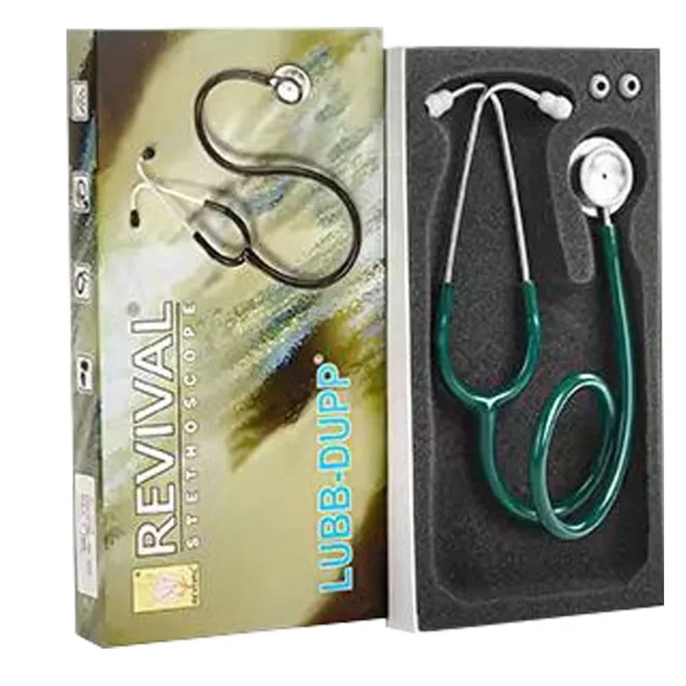 Revival Lubb-Dupp Single Head Stainless Steel Stethoscope Green - Healthcare & Medical by Accurate Surgicals