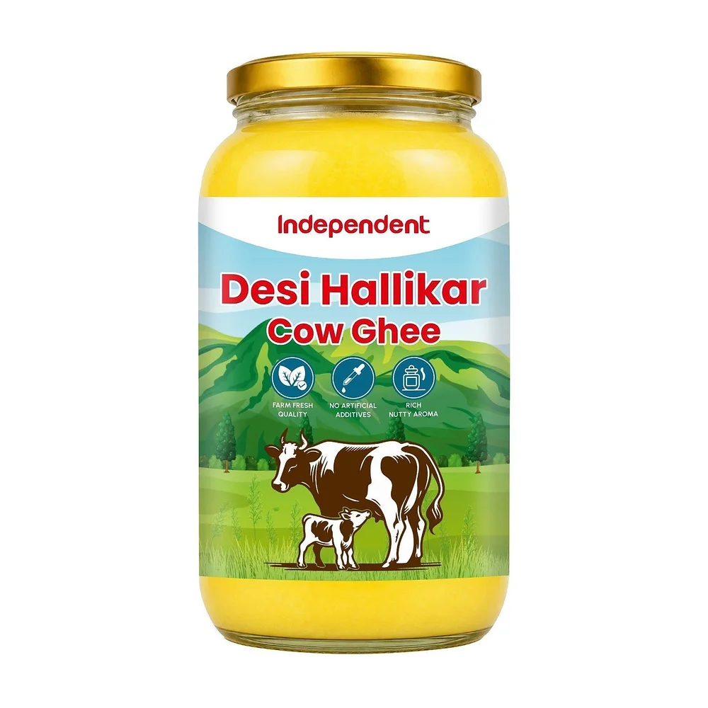 Hallikar Cow A2 Desi Ghee 1 Litre Glass Jar - Food & Agriculture by Eternal