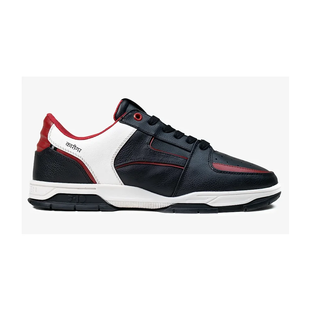 777 Karigar Red Vegan Leather Sneakers - Footwear, Bags & Leather Goods by Disruptive Fashion Pvt. Ltd.
