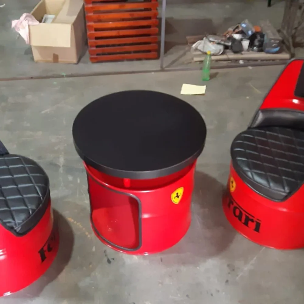 Ferrari Repurposed Drum Chair and Table Set - Furniture & Interiors by Upcycle Furnishing India