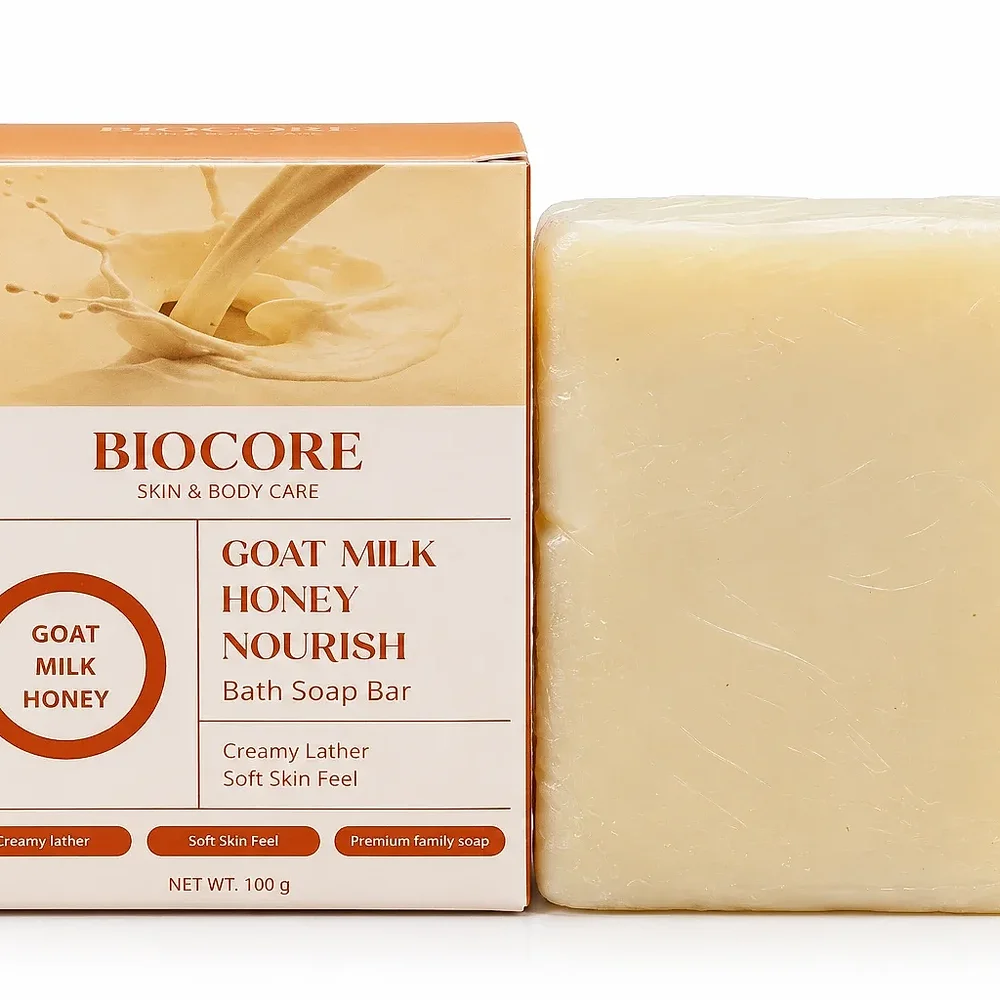 Biocore Goat Milk Honey Nourish Bath Soap Bar 100g - Beauty & Personal Care by Nishika Creation