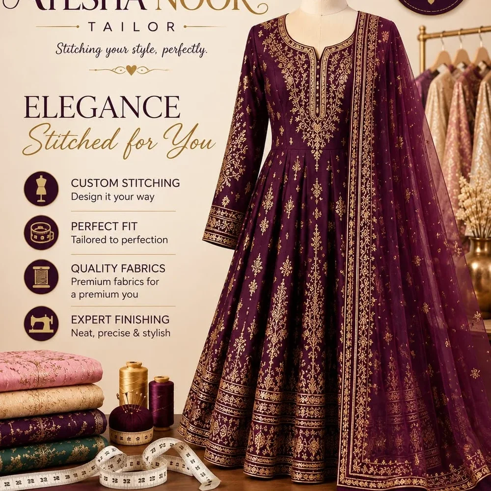 Custom Dress Stitching Service - Textiles & Apparel by Noor Ayesha Tailor
