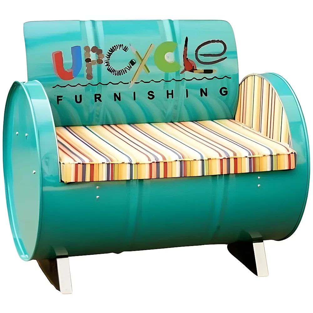 Barrel Wood 2 Seater Sofa - Furniture & Interiors by Upcycle Furnishing India