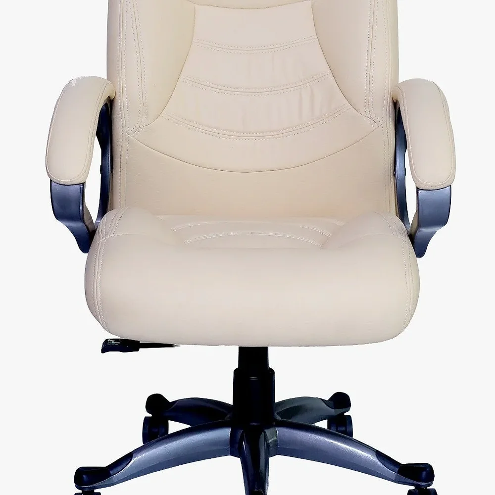 Cream Leather Mid Back Mesh Office Chair - Furniture & Interiors by IAFA Furniture Pvt. Ltd.