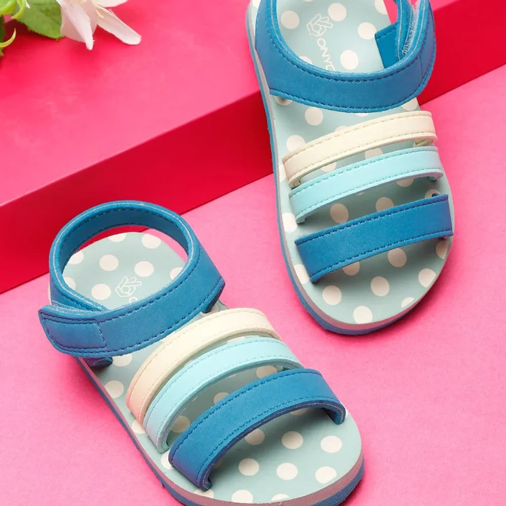 ONYC Teal Blue Girls Sandals - Footwear, Bags & Leather Goods by Parmar Brothers