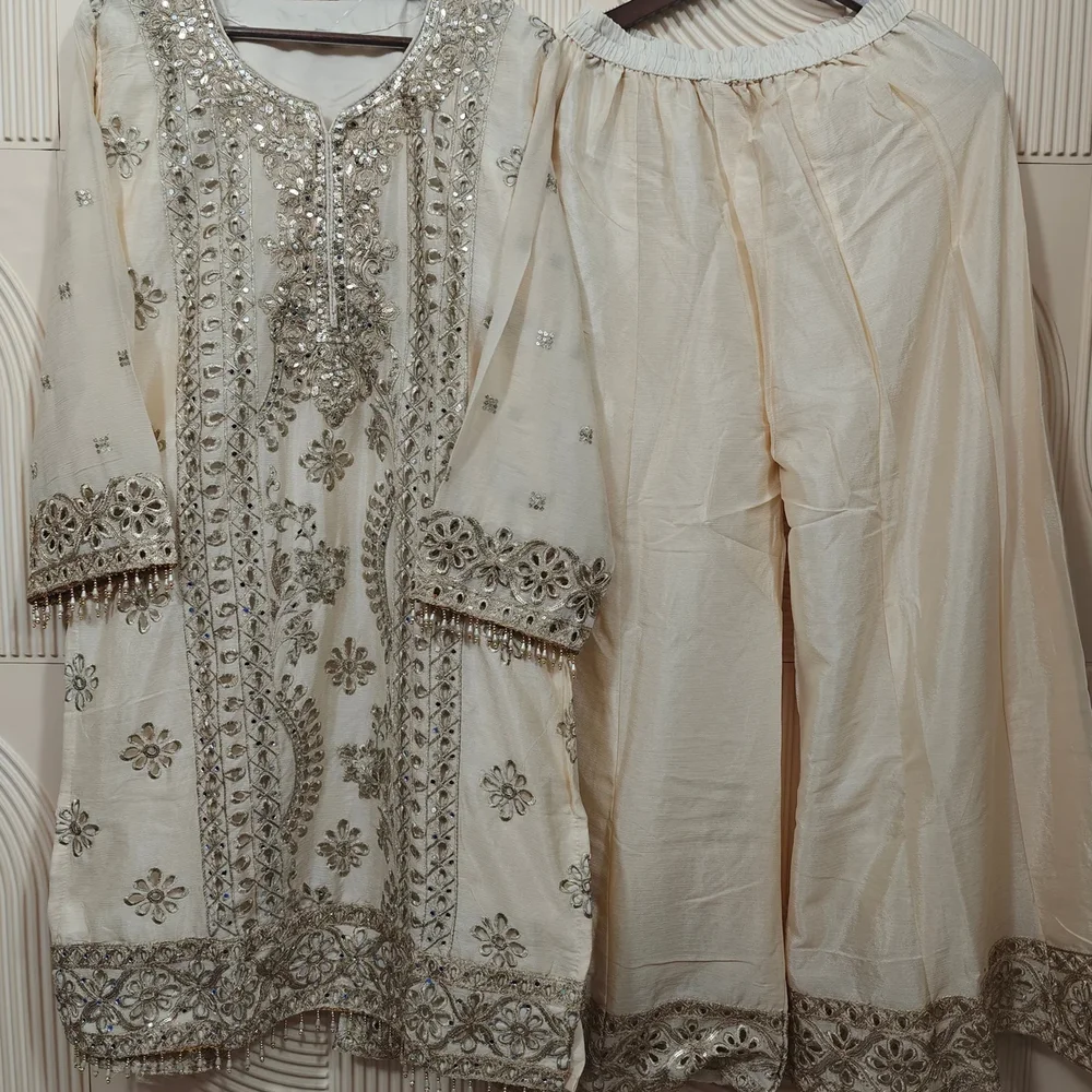 Embroidered Silk Palazzo Kurta Dupatta Set - Textiles & Apparel by Ayzel Pvt. Ltd.