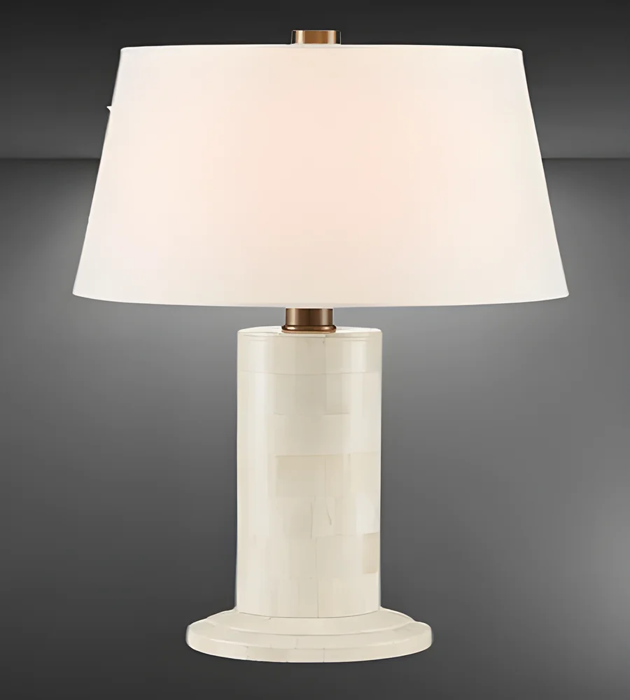 White Bone Inlay Table Lamp - Furniture & Interiors by Razvi Exports