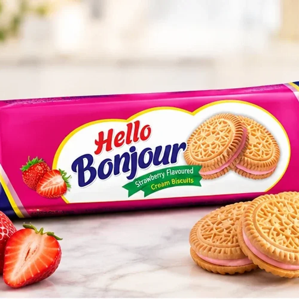 Hello Bonjour Strawberry Cream Biscuits - Food & Agriculture by Coastal Capital India Forwarding & Transportation Services
