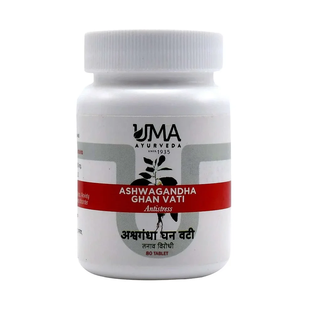Uma Ayurveda Ashwagandha Ghan Vati 80 Tablets - Healthcare & Medical by Apurva Medicos