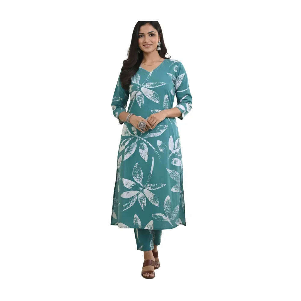 Cotton Jaipuri Print Straight Kurti - Textiles & Apparel by Effortless Fashions