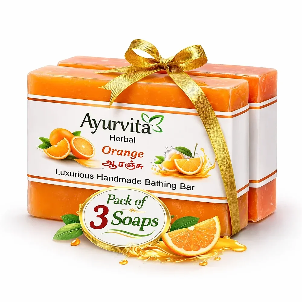 Ayurvita Herbal Handmade Bath Soap Bar with Orange Extract - Beauty & Personal Care by Ayurvita Life Pvt. Ltd.