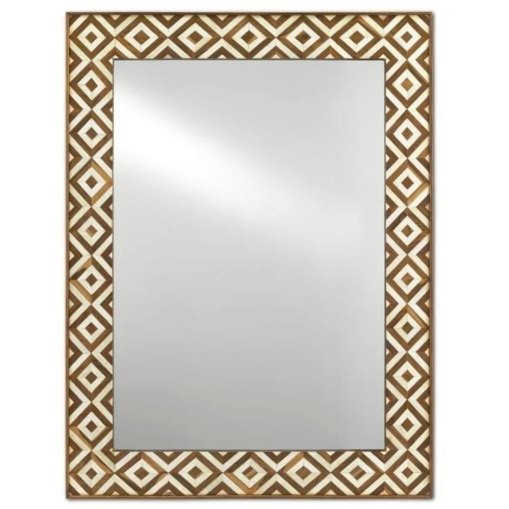 Bone Inlay Floor Mirror with Geometric Design - Furniture & Interiors by Razvi Exports