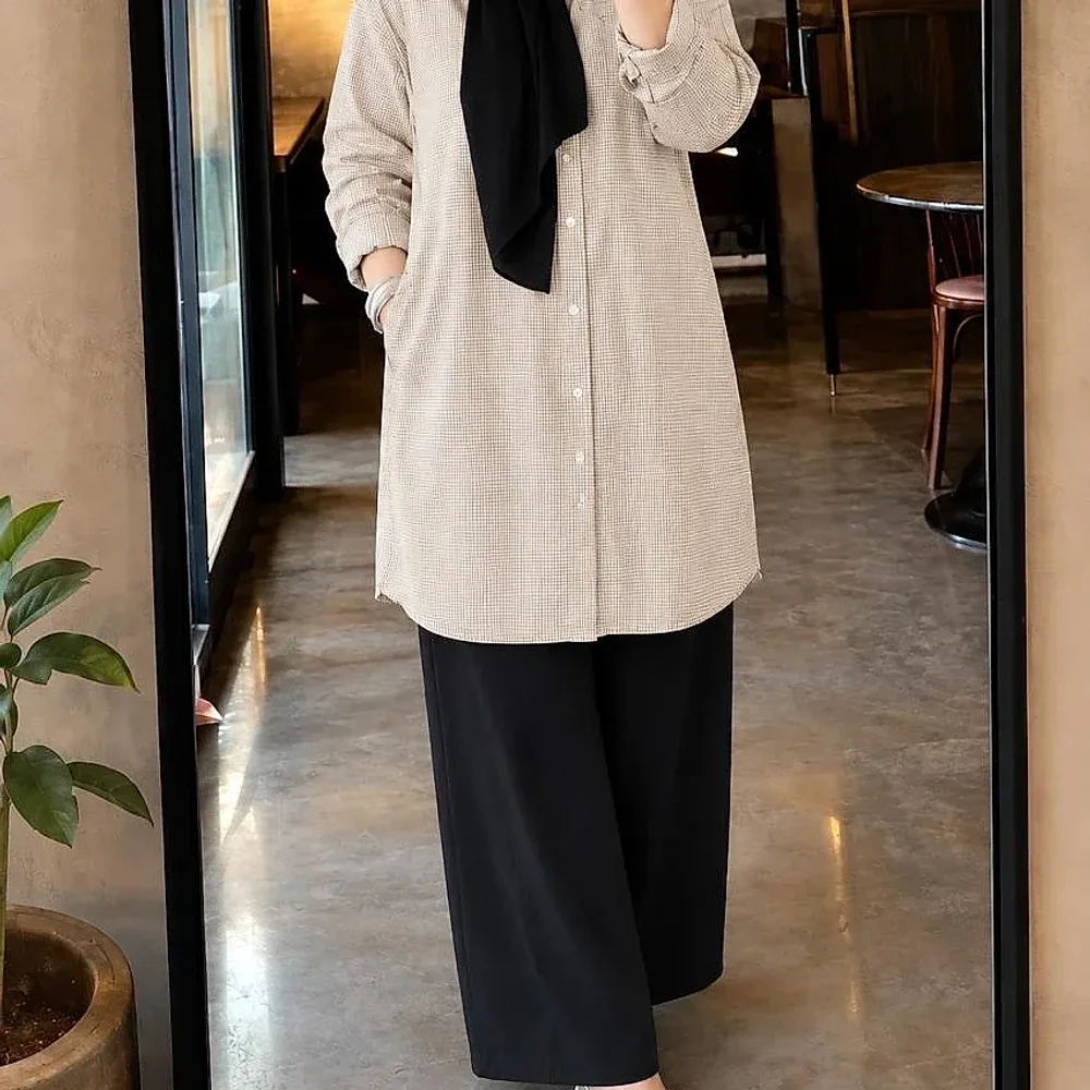 Oversized Checked Tunic Shirt - Textiles & Apparel by Golden Eagle Fashion's Enterprises