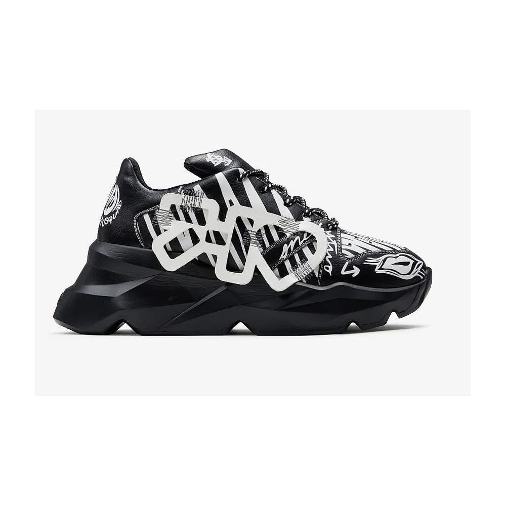 Black Graphic Chunky Sneakers - Footwear, Bags & Leather Goods by Disruptive Fashion Pvt. Ltd.