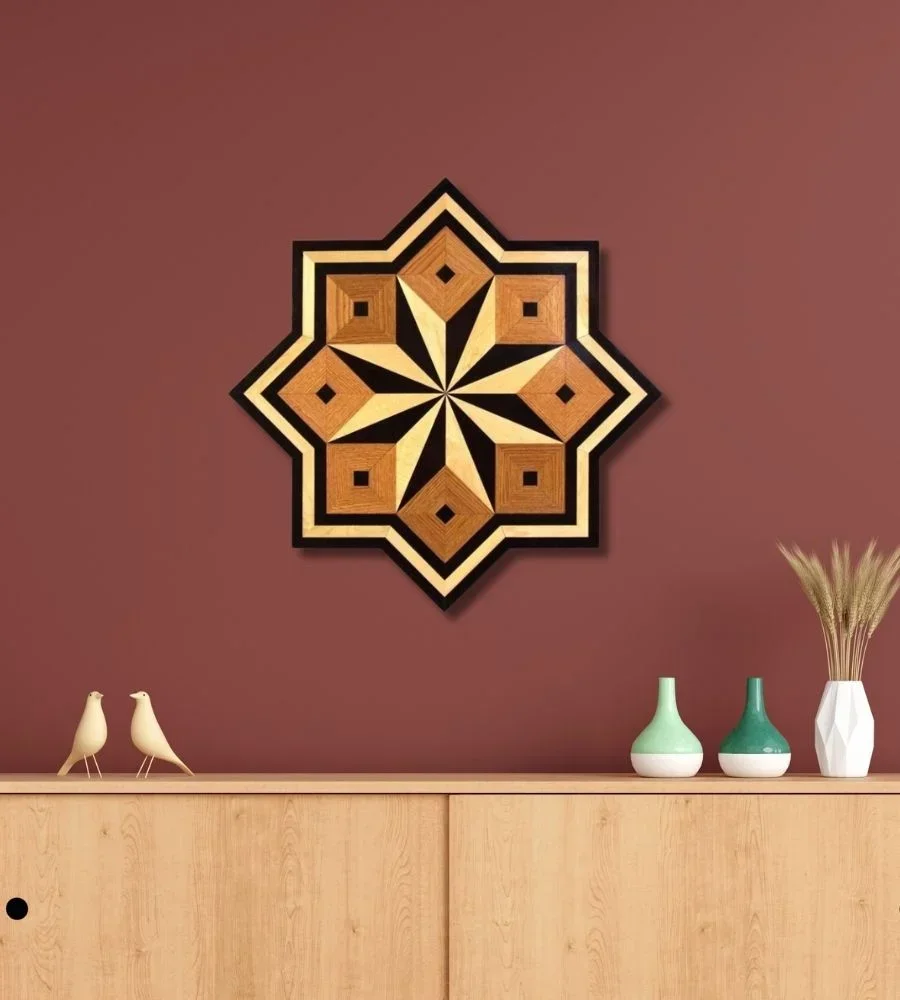 Abstract Geometric Wood Wall Art Panel - Furniture & Interiors by Razvi Exports