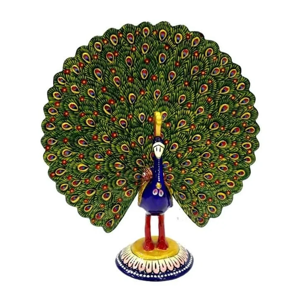 LAV CRAFT Blue Metal Peacock Statue for Decoration - Home & Kitchen by Lav Craft