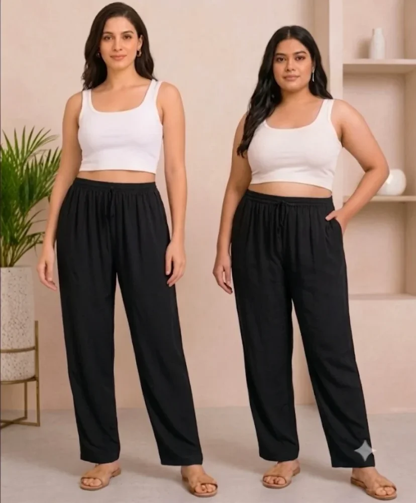 Women's Maroon Straight-Fit Viscose Rayon Trousers with Elastic Drawstring Waist - Textiles & Apparel by G&g Designs
