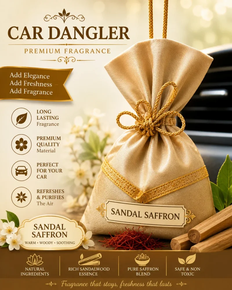 Sandal Saffron Car Dangler Sachet Pouch - Automotive & Transport by Brigis Herbal Products