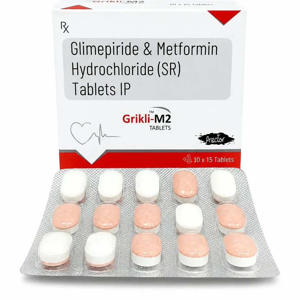 Glimipride 2mg Metformin Hydrochloride 500mg Bilayered Tablets - Healthcare & Medical by Prector Lifesciences
