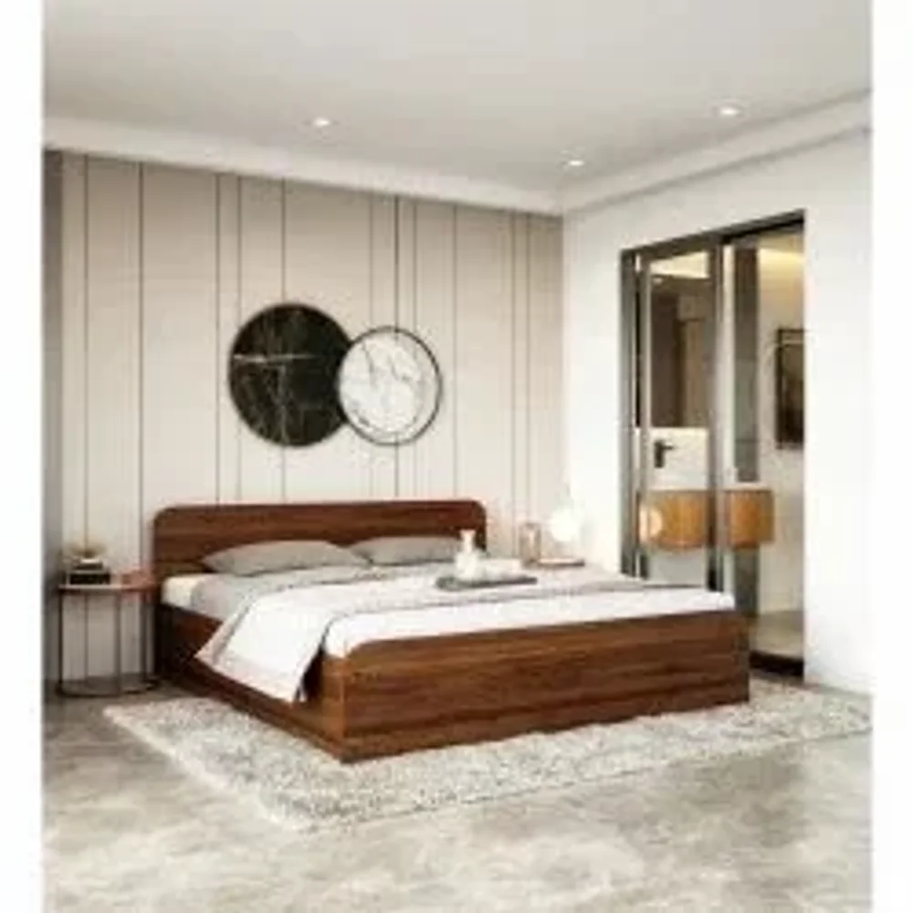 King Size Teak Wood Bed with Hydraulic Storage - Furniture & Interiors by Shri Hari Holding
