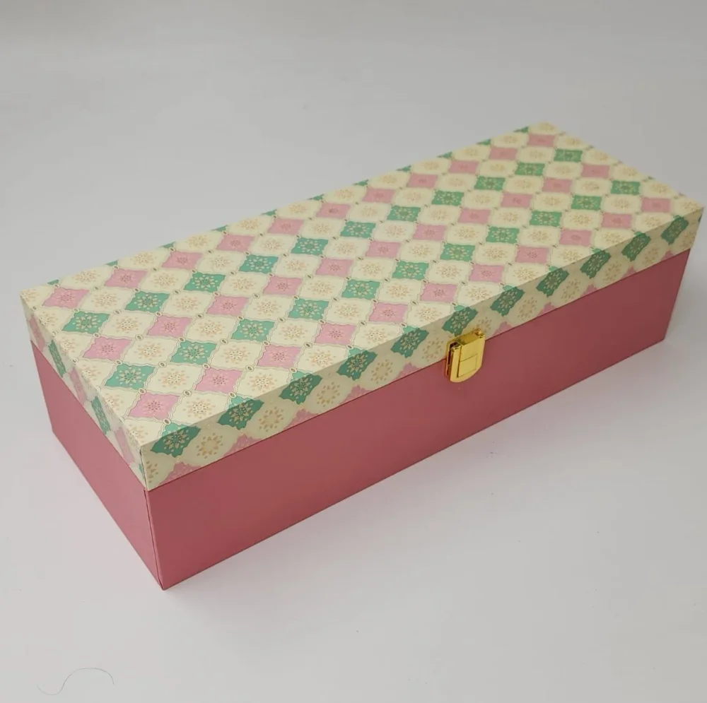 MDF Pink N Cream 3 Compartment Laminated Gift Box - Packaging & Printing by Hindustan Handmade Paper Products