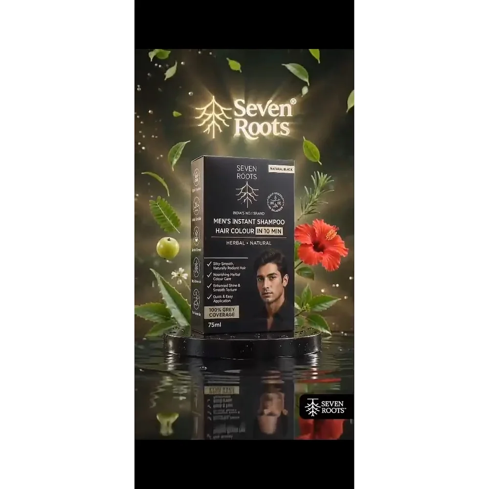 Seven Roots Herbal Instant Shampoo Hair Colour Black 75ml Sachets - Beauty & Personal Care by Seven Roots