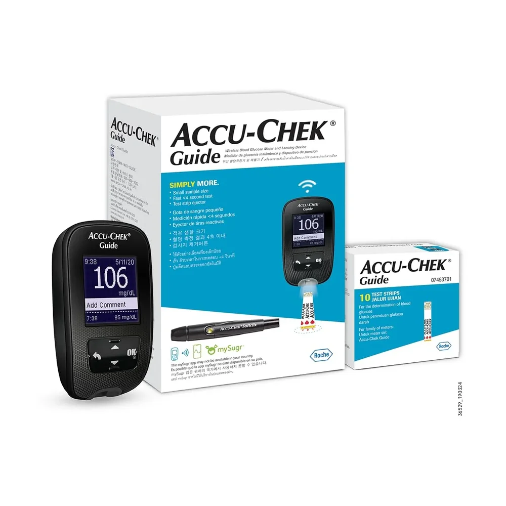 Accu-Chek Guide Bluetooth Blood Glucose Glucometer Kit with 10 Strips and Lancets - Healthcare & Medical by Accurate Surgicals