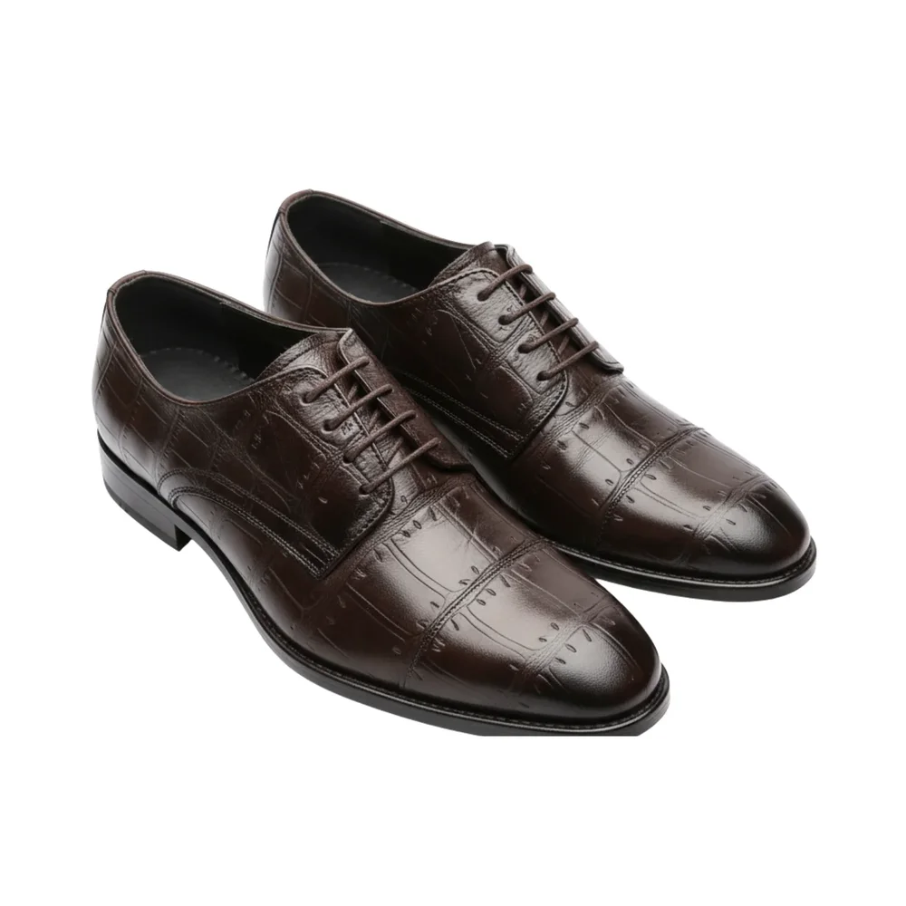 Brown Genuine Leather Cap-Toe Oxford Shoes Size 9 - Footwear, Bags & Leather Goods by Axus Align