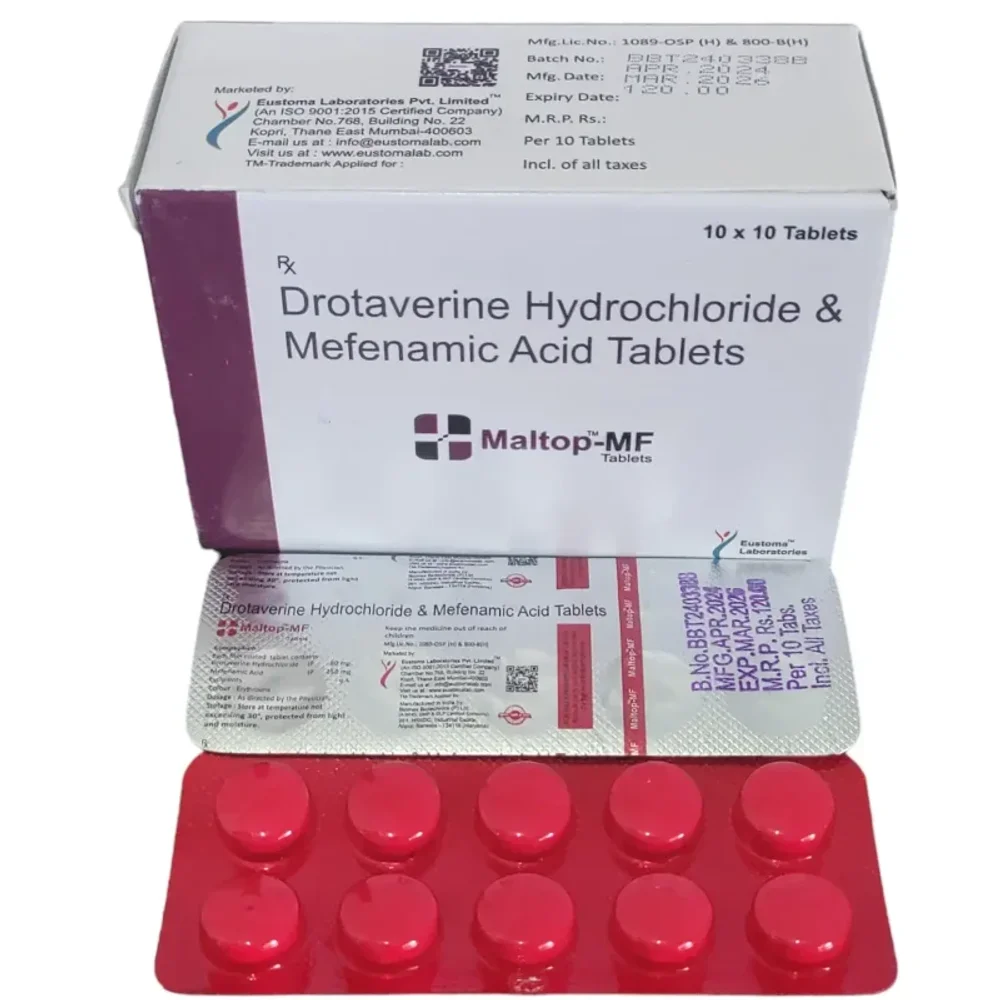 Maltop-mf Tablet ( Drotaverine Hcl 80 Mg and Mefenamic Acid 250mg) - Healthcare & Medical by Eustoma Laboratories Pvt. Ltd.