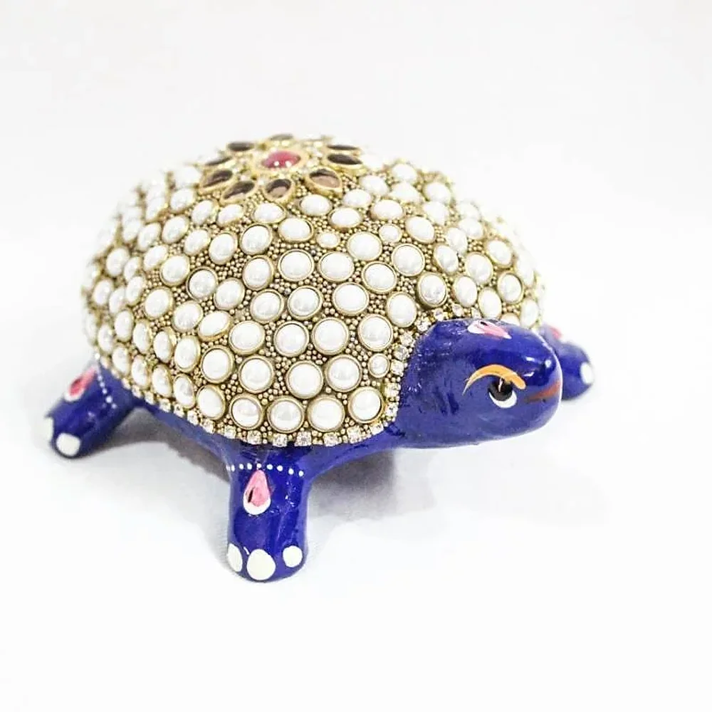 Blue and Silver Metal Tortoise Showpiece - Home & Kitchen by Lav Craft