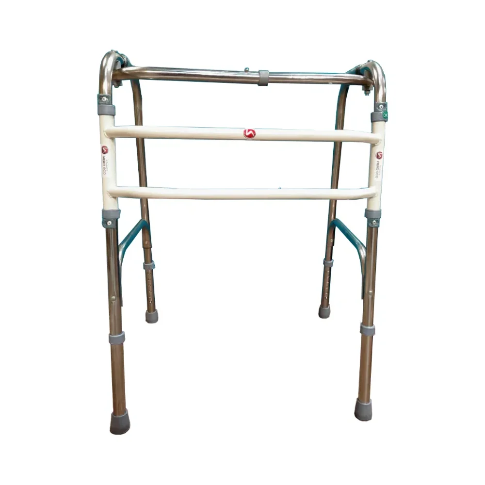 Hero Eco Med Stainless Steel Foldable Walker with Double Bar - Healthcare & Medical by Accurate Surgicals