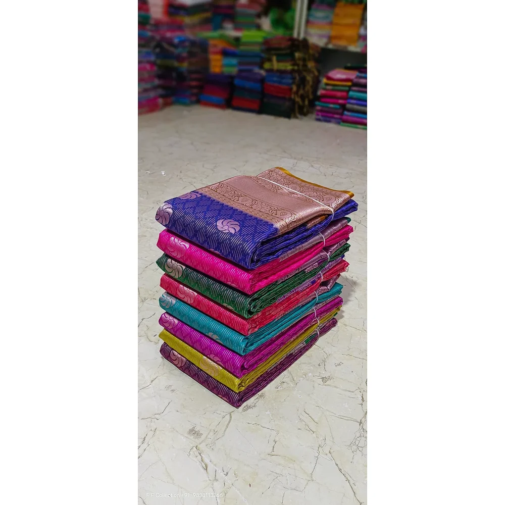 Satin Silk Zari Stripe Saree - Textiles & Apparel by F.F Collection