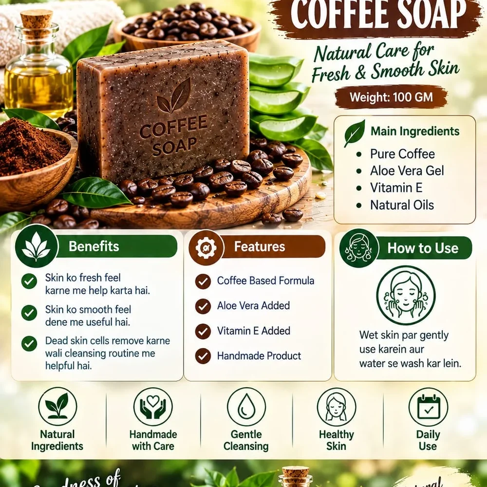 Herbal Coffee Soap Bar - Beauty & Personal Care by JM Global Exports