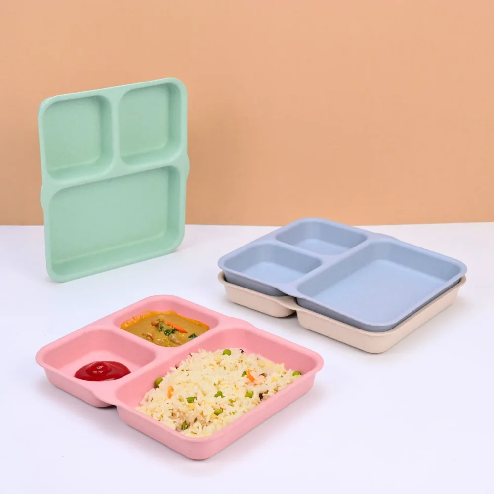 3 Partition Rice Husk Plates - Home & Kitchen by Monday and Co.